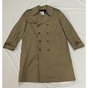 Vintage London Fog Double-breasted Longline Lined Trench Coat Men's 40R Tan
